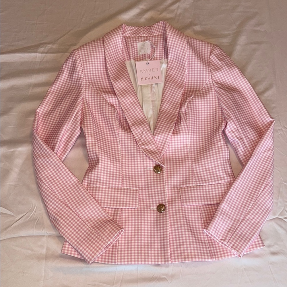 Pink Meshki x Amber Collection Women's Gingam Blazer